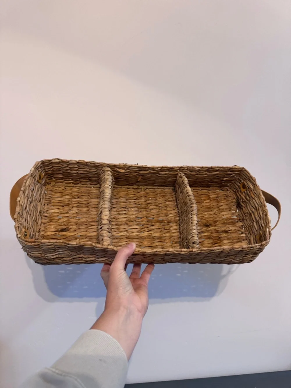 Woven Seagrass Bath Organizer Basket - Brown